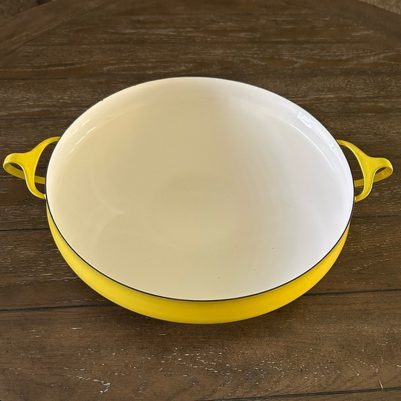 Vintage Mid-Century Dansk Yellow Enamel Coated Cast Iron Kobenstyle Paella Pan - Picture 9 of 13